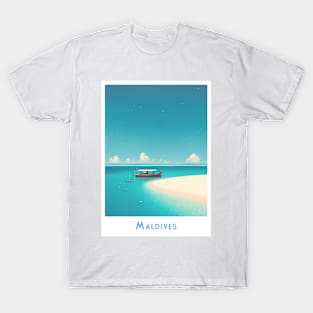 Serene Maldives Getaway - Vintage Retro Travel Poster T-Shirt